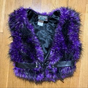 RARE Purple Faux Fur vest Small